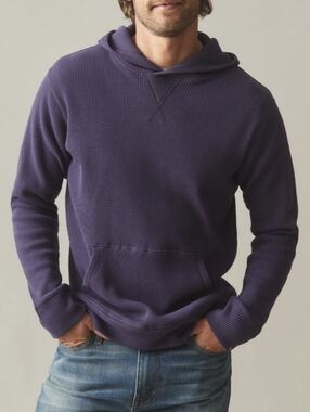 American Giant Men's Purple Waffle-Knit Hooded Pullover Shirt M